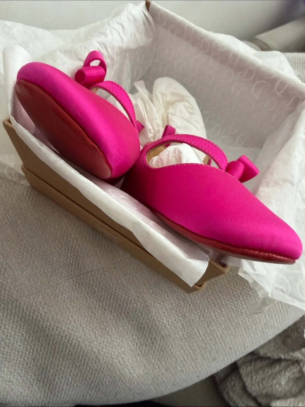 Christian Louboutin Hot Pink Bow Strap Mary Jane Kids Shoes